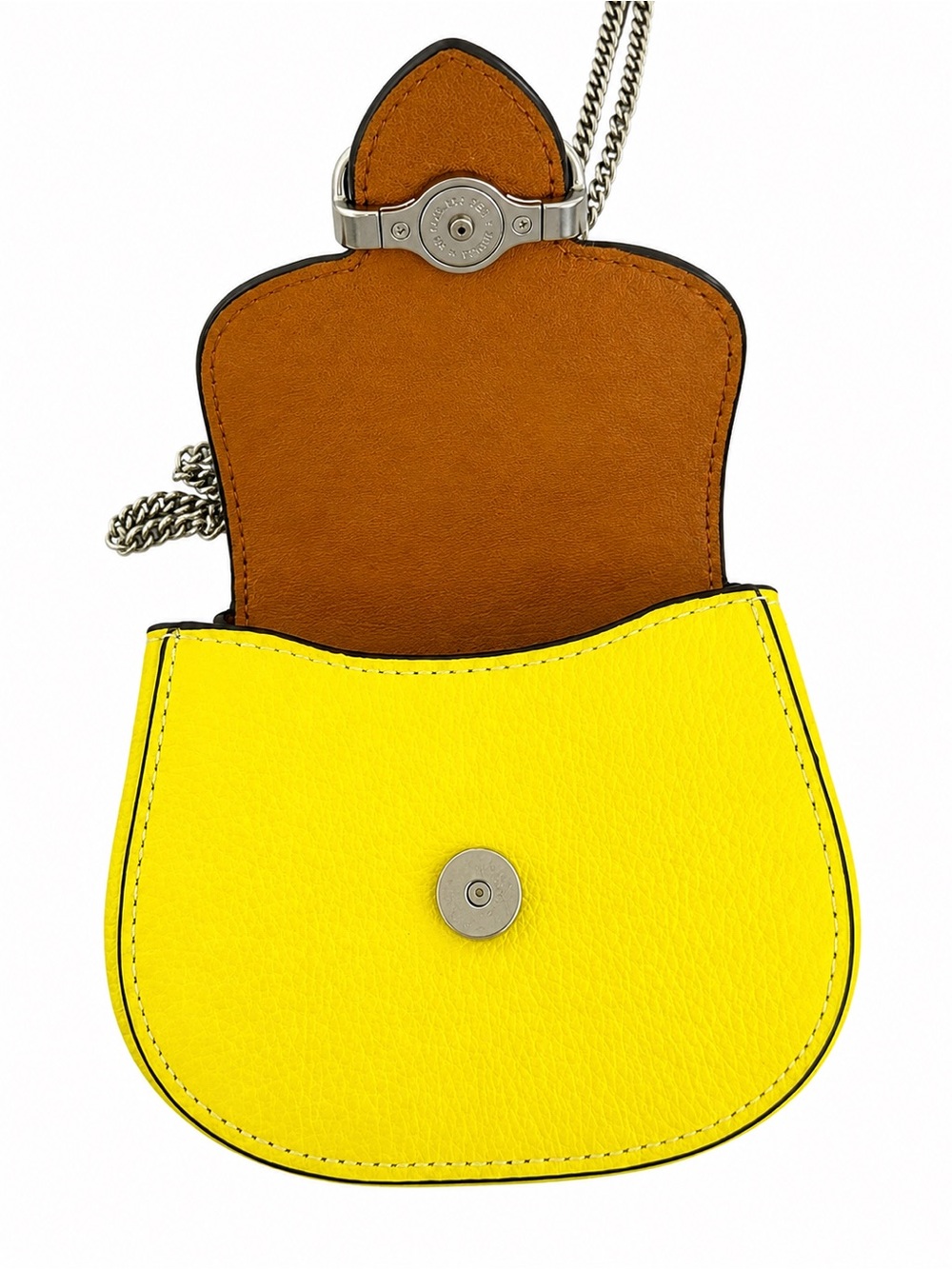 New- Coach Morgan Card Case On A Chain in Bright Yellow refined pebble leather - Picture 5 of 8